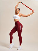 Slayform Calça Legging Esportiva Elástica Simples e Casual com Estampa de Letra, Cintura Alta, para Ioga, Mulheres