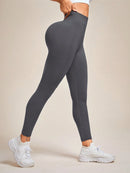 Slayform Calça Legging Esportiva Elástica Simples e Casual com Estampa de Letra, Cintura Alta, para Ioga, Mulheres