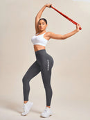 Slayform Calça Legging Esportiva Elástica Simples e Casual com Estampa de Letra, Cintura Alta, para Ioga, Mulheres