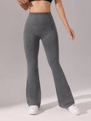 Slayform Calça casual, fitness e ioga aderente, franzida e evasê para senhoras