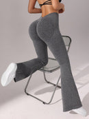 Slayform Calça casual, fitness e ioga aderente, franzida e evasê para senhoras