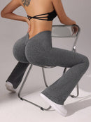 Slayform Calça casual, fitness e ioga aderente, franzida e evasê para senhoras