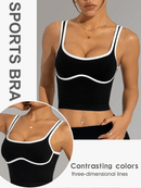 Slayform Regata Cropped Ajustada de Atividades Esportivas com Acabamento Contrastante, Moda Feminina de Verão
