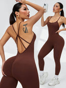 Slayform Macacão Esportivo Feminino com Costas Cruzadas, Roupas Ativas para Yoga e Academia