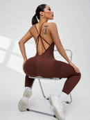 Slayform Macaquinho Esportivo Feminino com Costas Cruzadas, Roupas Ativas para Yoga e Academia