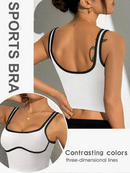 Slayform Regata Cropped Ajustada de Atividades Esportivas com Acabamento Contrastante, Moda Feminina de Verão