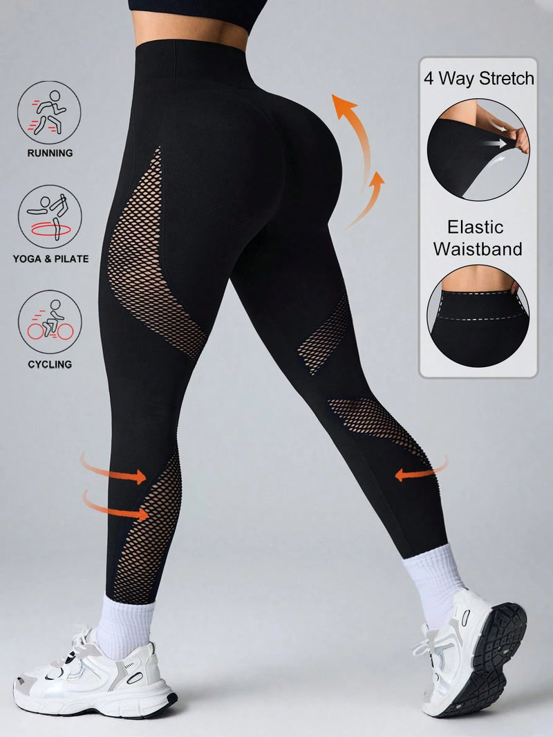 Easithlete Leggings esportivos de ioga com painéis de tela, sem emendas e de alta elasticidade