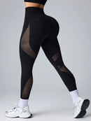 Easithlete Leggings esportivos de ioga com painéis de tela, sem emendas e de alta elasticidade