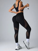 Easithlete Leggings esportivos de ioga com painéis de tela, sem emendas e de alta elasticidade