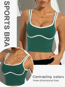 Slayform Regata Cropped Ajustada de Atividades Esportivas com Acabamento Contrastante, Moda Feminina de Verão