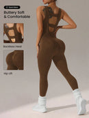 Slayform Macacão Ativewear Sem Costura, Monocromático, Decote Redondo e Sem Costas