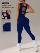 Slayform Macacão Ativewear Sem Costura, Monocromático, Decote Redondo e Sem Costas