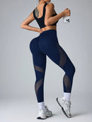 Easithlete Leggings esportivos de ioga com painéis de tela, sem emendas e de alta elasticidade