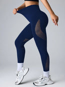 Easithlete Leggings esportivos de ioga com painéis de tela, sem emendas e de alta elasticidade
