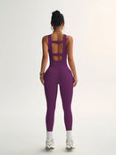 Slayform Macacão Ativewear Sem Costura, Monocromático, Decote Redondo e Sem Costas