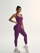 Slayform Macacão Ativewear Sem Costura, Monocromático, Decote Redondo e Sem Costas