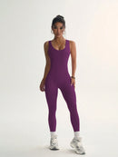 Slayform Macacão Ativewear Sem Costura, Monocromático, Decote Redondo e Sem Costas