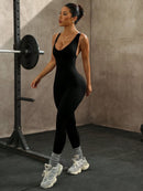 Slayform Macaquinho Esportivo Feminino Sem Mangas com Decote Cruzado Vazado na Parte Traseira, na Cor Sólida, Para Exercícios Diários e Academia