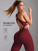 Slayform Macaquinho Esportivo Feminino Sem Mangas com Decote Cruzado Vazado na Parte Traseira, na Cor Sólida, Para Exercícios Diários e Academia