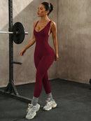 Slayform Macaquinho Esportivo Feminino Sem Mangas com Decote Cruzado Vazado na Parte Traseira, na Cor Sólida, Para Exercícios Diários e Academia