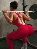 Slayform macacão Esportivo Feminino Sem Mangas com Decote Cruzado Vazado na Parte Traseira, na Cor Sólida, Para Exercícios Diários e Academia