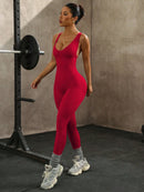 Slayform Macaquinho Esportivo Feminino Sem Mangas com Decote Cruzado Vazado na Parte Traseira, na Cor Sólida, Para Exercícios Diários e Academia