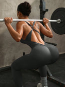 Slayform macacão Esportivo Feminino Sem Mangas com Decote Cruzado Vazado na Parte Traseira, na Cor Sólida, Para Exercícios Diários e Academia