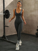 Slayform Macaquinho Esportivo Feminino Sem Mangas com Decote Cruzado Vazado na Parte Traseira, na Cor Sólida, Para Exercícios Diários e Academia