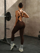 Slayform Macaquinho Esportivo Feminino Sem Mangas com Decote Cruzado Vazado na Parte Traseira, na Cor Sólida, Para Exercícios Diários e Academia