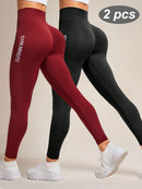 Slayform Calça Legging Esportiva Elástica Simples e Casual com Estampa de Letra, Cintura Alta, para Ioga, Mulheres