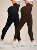 Slayform Calça Legging Esportiva Elástica Simples e Casual com Estampa de Letra, Cintura Alta, para Ioga, Mulheres