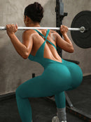 Slayform macacão Esportivo Feminino Sem Mangas com Decote Cruzado Vazado na Parte Traseira, na Cor Sólida, Para Exercícios Diários e Academia