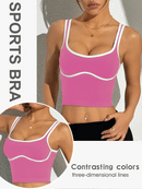 Slayform Regata Cropped Ajustada de Atividades Esportivas com Acabamento Contrastante, Moda Feminina de Verão