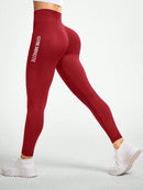Calça Legging  Esportiva Elástica Simples e Casual com Estampa de Letra, Cintura Alta, para Ioga, Mulheres
