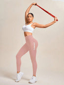 Slayform Calça Legging Esportiva Elástica Simples e Casual com Estampa de Letra, Cintura Alta, para Ioga, Mulheres