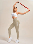 Slayform Calça Legging Esportiva Elástica Simples e Casual com Estampa de Letra, Cintura Alta, para Ioga, Mulheres