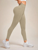 Slayform Calça Legging Esportiva Elástica Simples e Casual com Estampa de Letra, Cintura Alta, para Ioga, Mulheres