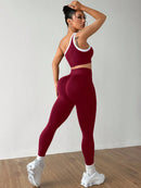 Dewbera Conjunto Esportivo Feminino com Camiseta Ioga Sem Costura Ombro Único, Levantamento de Bumbum e Alta Elasticidade