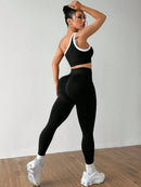 Dewbera Conjunto Esportivo Feminino com Camiseta Ioga Sem Costura Ombro Único, Levantamento de Bumbum e Alta Elasticidade