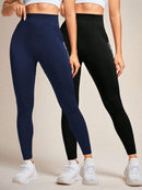 Slayform Calça Legging Esportiva Elástica Simples e Casual com Estampa de Letra, Cintura Alta, para Ioga, Mulheres