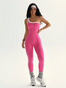 Dewbera 1 Peça Macacão Aderente de Ioga Tricotado Sem Costura para Mulheres