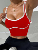 Slayform Regata Cropped Ajustada de Atividades Esportivas com Acabamento Contrastante, Moda Feminina de Verão