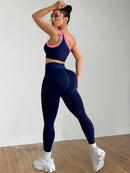 Dewbera Conjunto Esportivo Feminino com Camiseta Ioga Sem Costura Ombro Único, Levantamento de Bumbum e Alta Elasticidade