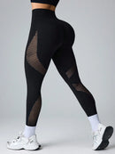 Easithlete Leggings esportivos de ioga com painéis de tela, sem emendas e de alta elasticidade