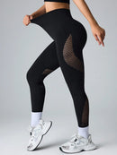 Easithlete Leggings esportivos de ioga com painéis de tela, sem emendas e de alta elasticidade