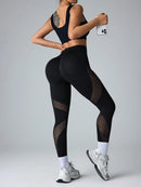 Easithlete Leggings esportivos de ioga com painéis de tela, sem emendas e de alta elasticidade