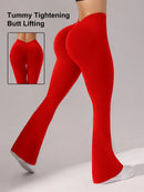 Slayform Calça legging  fitness e ioga aderente, franzida e evasê para senhoras