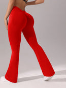 Slayform Calça casual, fitness e ioga aderente, franzida e evasê para senhoras