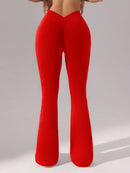 Slayform Calça casual, fitness e ioga aderente, franzida e evasê para senhoras