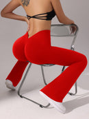 Slayform Calça casual, fitness e ioga aderente, franzida e evasê para senhoras